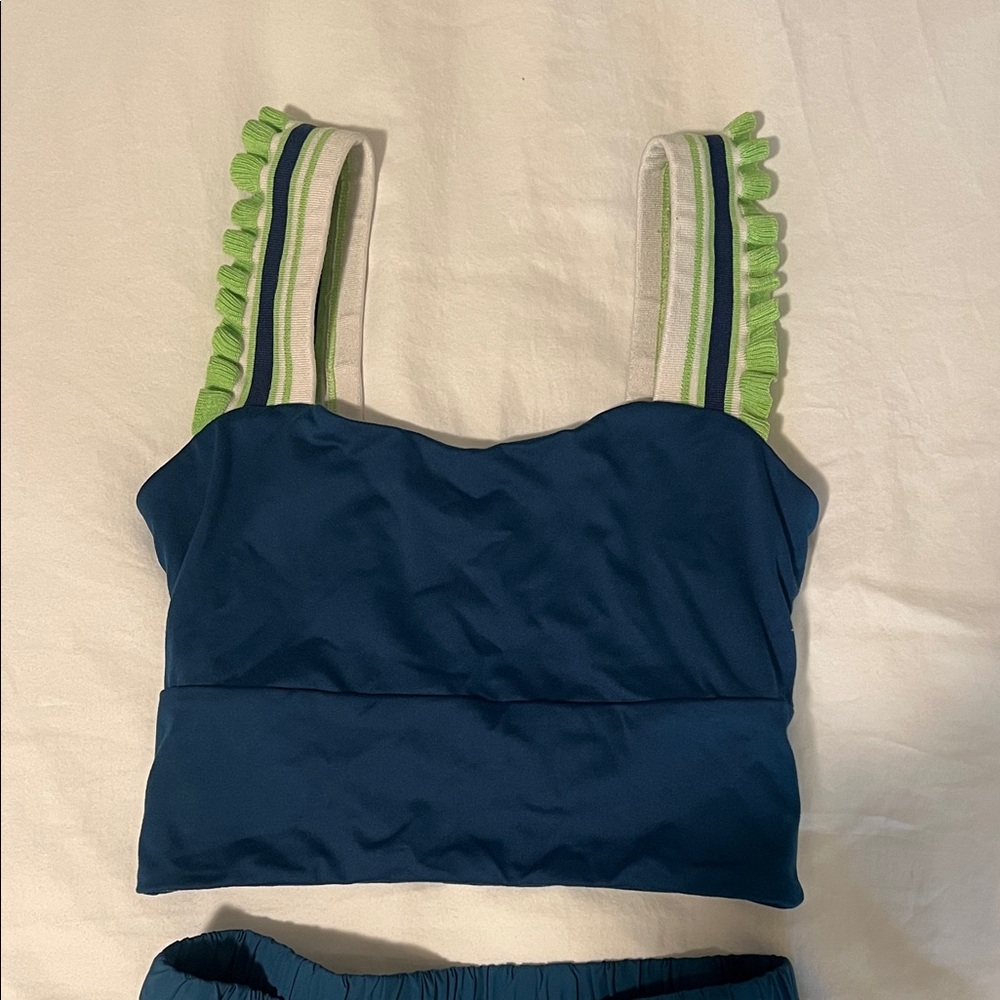 FP Movement by Free People Navy Sports Tank with Lime & White Stripe Detail - Picture 3 of 4